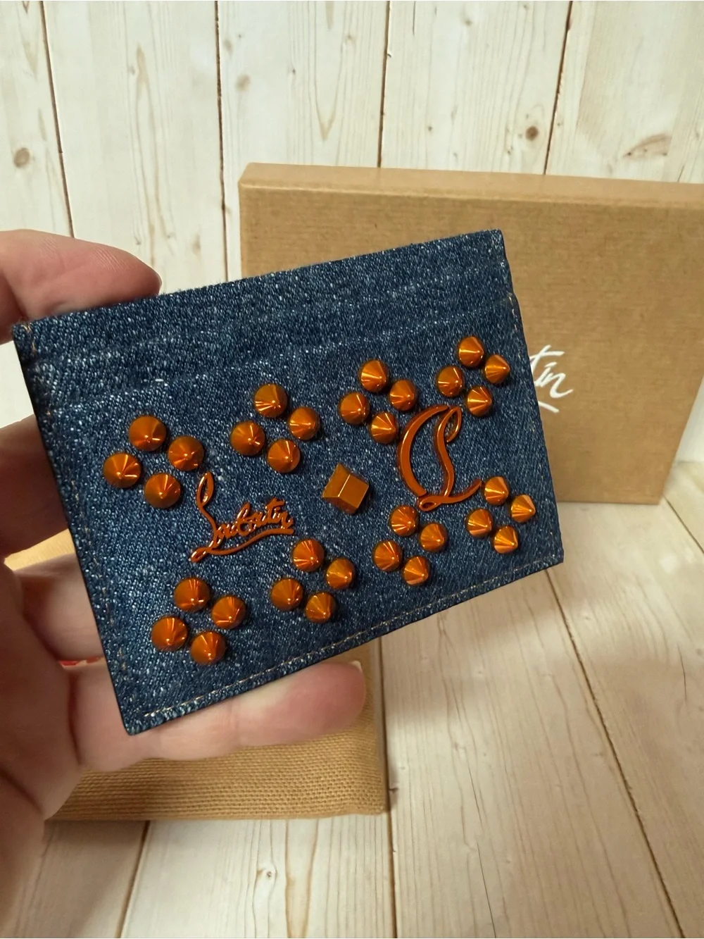 Christian Louboutin Kios Denim Card Case Blue